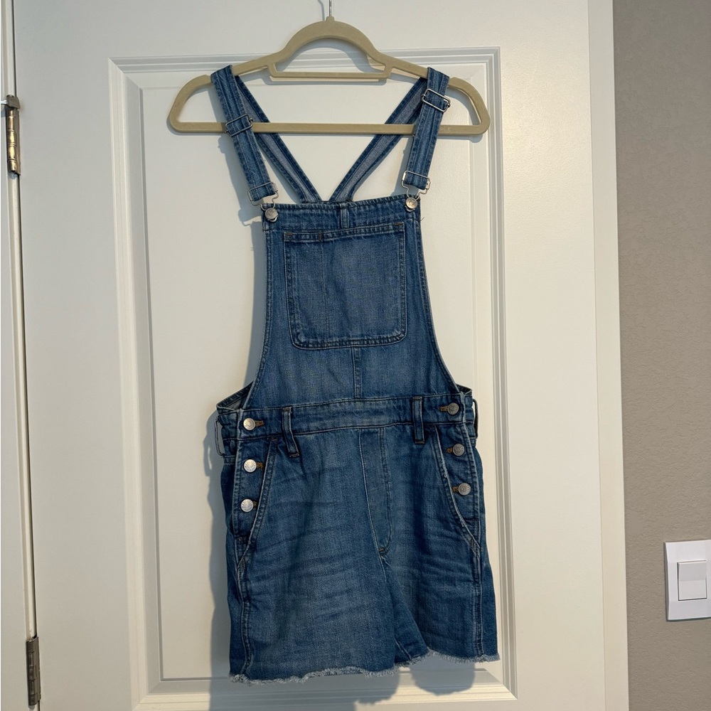 Madewell Blue Denim Short Overalls